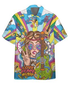 Gearhuman 3D Hippie Woman With Guitar Custom Hawaii Shirt GS06072111 Hawai Shirt Hawai Shirt S