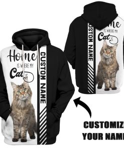 Gearhuman 3D Home Is Where My Maine Coon Is Custom Name Tshirt Hoodie Apparel GB171210 3D Apparel 