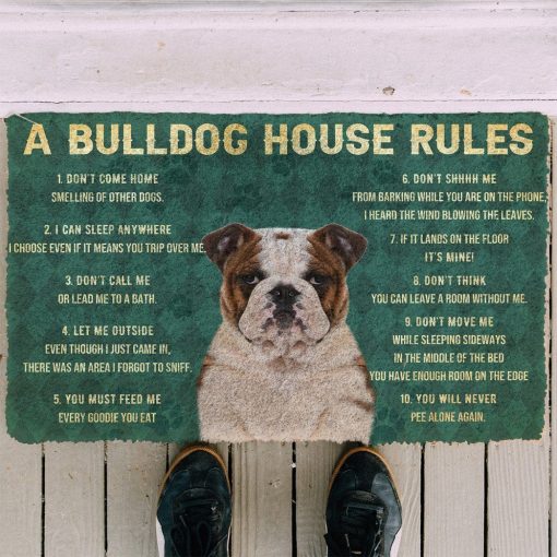 Gearhuman 3D House Rules Bulldog Dog Doormat GV18028 Doormat