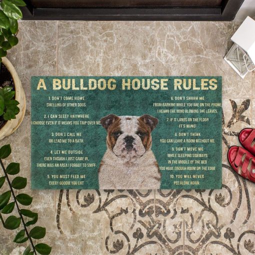 Gearhuman 3D House Rules Bulldog Dog Doormat GV18028 Doormat