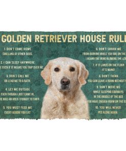 Gearhuman 3D House Rules Golden Retriever Dog Doormat GV180212 Doormat Doormat S(15,8''x23,6'')
