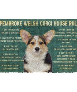 Gearhuman 3D House Rules Pembroke Welsh Corgi Dog Doormat GV18029 Doormat Doormat S(15,8''x23,6'')