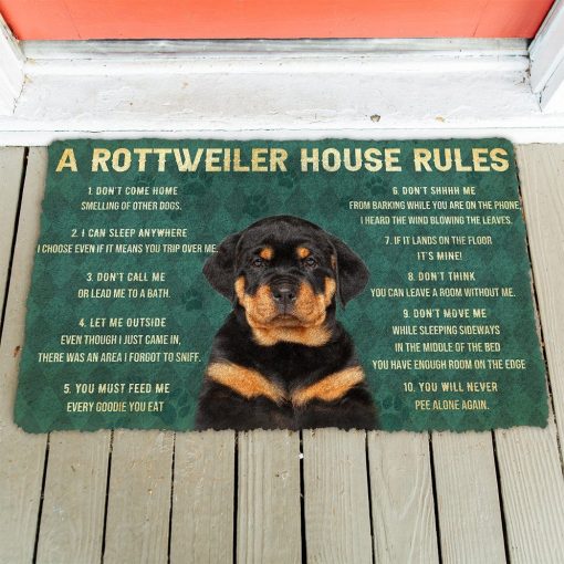 Gearhuman 3D House Rules Rottweiler Dog Doormat GV180211 Doormat