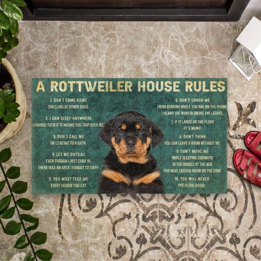 Gearhuman 3D House Rules Rottweiler Dog Doormat GV180211 Doormat