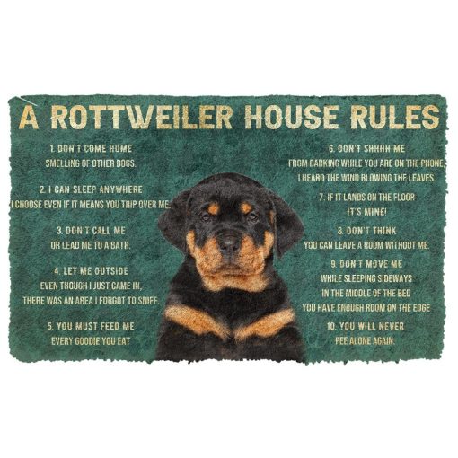 Gearhuman 3D House Rules Rottweiler Dog Doormat GV180211 Doormat Doormat S(15,8''x23,6'')