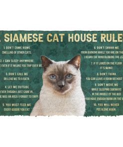 Gearhuman 3D House Rules Siamese Cat Doormat GV18023 Doormat Doormat S(15,8''x23,6'')