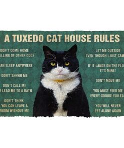 Gearhuman 3D House Rules Tuxedo Cat Doormat GV18024 Doormat Doormat S(15,8''x23,6'')