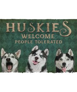 Gearhuman 3D Huskies Welcome People Tolerated Doormat GK260131 Doormat Doormat S(15,8''x23,6'')
