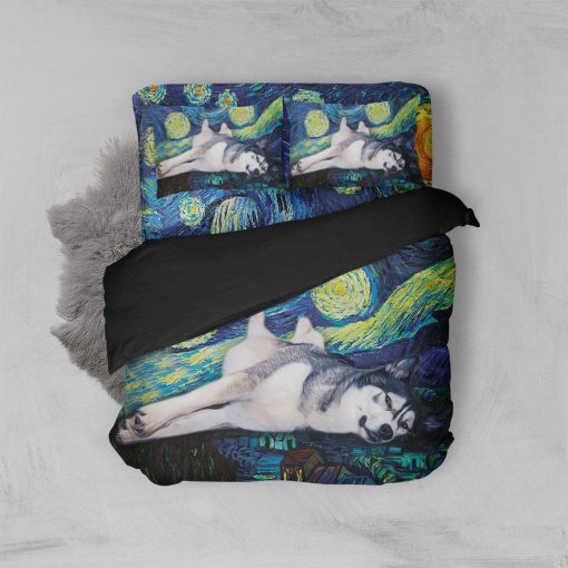 Gearhuman 3D Husky Starry Night Bedding Set GK31124 Bedding Set Twin 3PCS