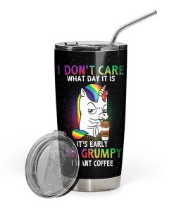 Gearhuman 3D I Dont Care I Want Coffee Custom Name Design Vacuum Insulated Tumbler GV11096 Tumbler 20oz 