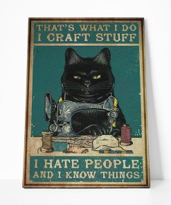 Gearhuman 3D I Hate People Black Cat Canvas GB08039 Canvas 1 Piece Non Frame M