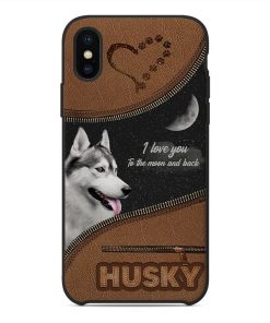 Gearhuman 3D I Love You To The Moon Husky Custom Phonecase GB28015 Glass Phone Case Iphone X