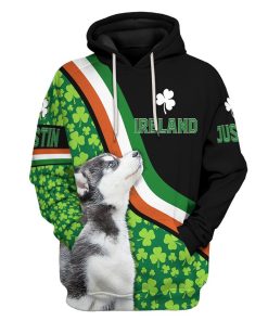 Gearhuman 3D Ireland St Patrick Day Husky Custom Name Tshirt Hoodie Apparel GB19021 3D Apparel Hoodie S