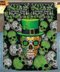 Gearhuman 3D Irish Skull Saint Patrick Day Custom Name Bedding Set GW24021 Bedding Set Twin 3PCS