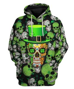 Gearhuman 3D Irish Skull St Patrick Day Custom Tshirt Hoodie Apperal GW24022 3D Apparel Hoodie S