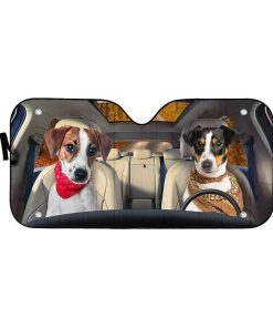 Gearhuman 3D Jack Russell Terrier Couple Dog Auto Car Sunshade GV01039 Auto Sunshade 57''x27.5''