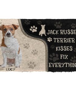 Gearhuman 3D Jack Russell Terrier Kisses Fix Anything Custom Name Doormat GV03038 Doormat Doormat S(15,8''x23,6'')