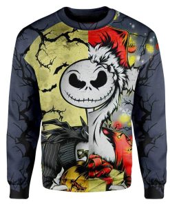 Gearhuman 3D Jack Skellington Halloween And Grinch Christmas Custom Sweatshirt Apparel GV20083 Sweatshirt Sweatshirt S 