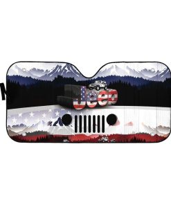 Gearhuman 3D Jeep American Flag Sunshade ZZ2805212 Auto Sunshade 57''x27.5'' 