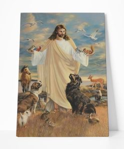 Gearhuman 3D Jesus Christ And Dogs Custom Canvas GW0207212 Canvas 1 Piece Non Frame M