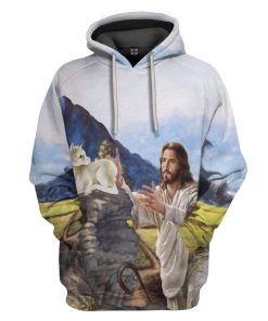 Gearhuman 3D Jesus Created Unicorn Custom Hoodie Apparel GL15054 3D Custom Fleece Hoodies Hoodie S 