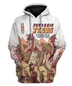 Gearhuman 3D Jurrasic Jesus Custom Fleece Hoodie Apparel GW230412 3D Custom Fleece Hoodies Hoodie S 