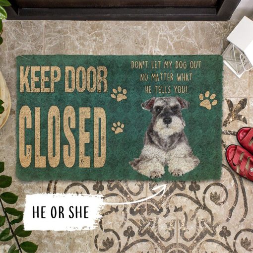Gearhuman 3D Keep Door Closed Miniature Schnauzers Dog Custom Gender Doormat GV27017 Doormat