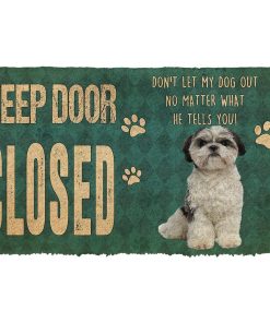 Gearhuman 3D Keep Door Closed Shih Tzu Dog Custom Gender Doormat GV27019 Doormat Doormat S(15,8''x23,6'')