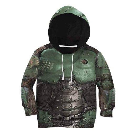 Gearhuman 3D Kid Cosplay Doom Slayer Doomguy Custom Apparel GT12034K Kid 3D Apparel Kid Hoodie 2XS/3-4