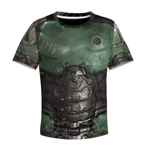 Gearhuman 3D Kid Cosplay Doom Slayer Doomguy Custom Apparel GT12034K Kid 3D Apparel Kid T-Shirt 3XS/2-3