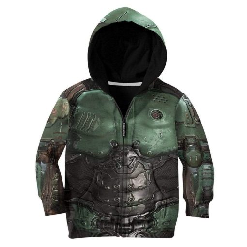 Gearhuman 3D Kid Cosplay Doom Slayer Doomguy Custom Apparel GT12034K Kid 3D Apparel Kid Zip Hoodie 2XS/3-4