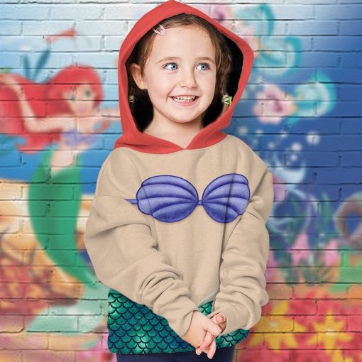 Gearhuman 3D Kids Ariel Mermaid Custom Tshirt Hoodie Appreal CC11122 Kid 3D Apparel