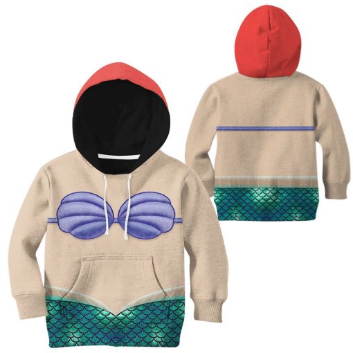Gearhuman 3D Kids Ariel Mermaid Custom Tshirt Hoodie Appreal CC11122 Kid 3D Apparel