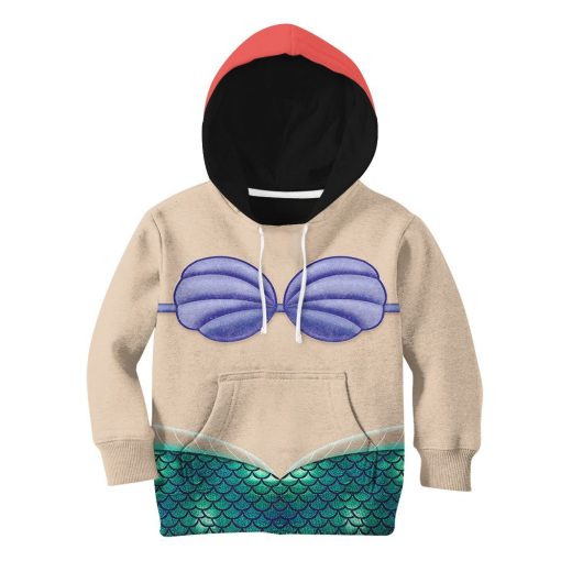 Gearhuman 3D Kids Ariel Mermaid Custom Tshirt Hoodie Appreal CC11122 Kid 3D Apparel Kid Hoodie XS