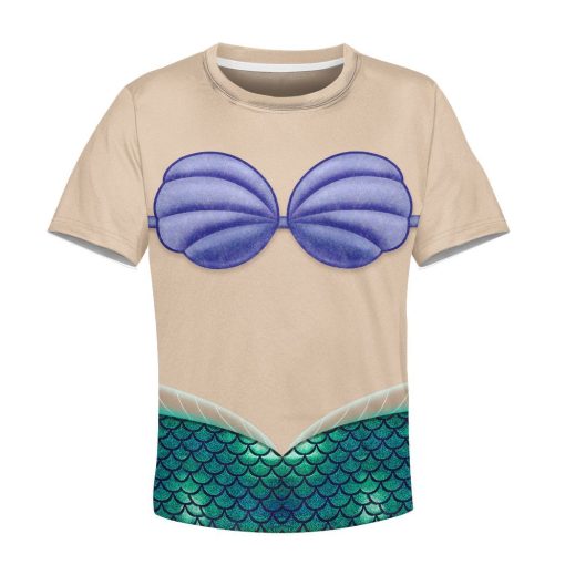Gearhuman 3D Kids Ariel Mermaid Custom Tshirt Hoodie Appreal CC11122 Kid 3D Apparel Kid T-Shirt XS
