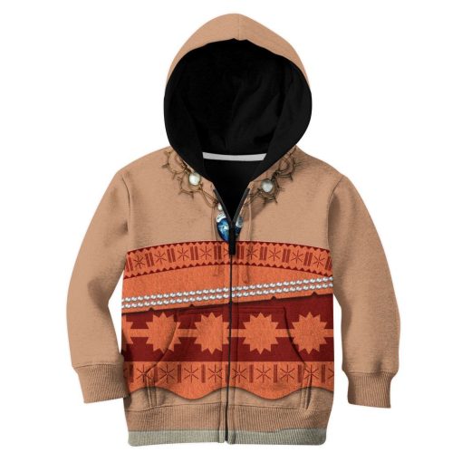 Gearhuman 3D Kids Moana Princess Custom Tshirt Hoodie Appreal CC11121 Kid 3D Apparel Kid Zip Hoodie XS