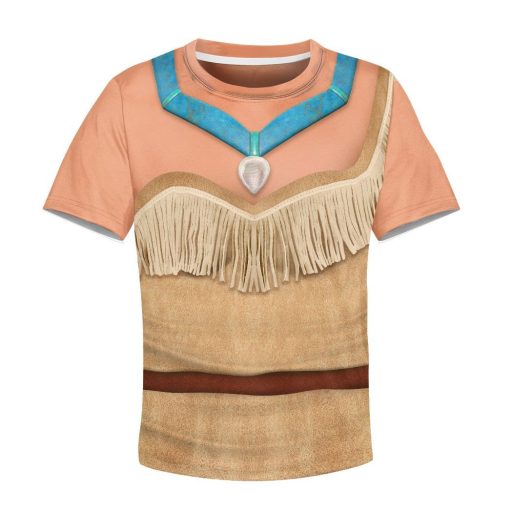 Gearhumans 3D Kids Pocahontas Princess Custom Tshirt Hoodie Appreal 4 Gearhuman 3D Kids Pocahontas Princess Custom Tshirt Hoodie Appreal CC11127 Kid 3D Apparel Kid T-Shirt XS