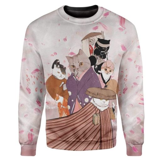 Gearhuman 3D Kimono Cats Custom T-Shirts Hoodies Apparel HD-TA1302204 3D Custom Fleece Hoodies Long Sleeve S