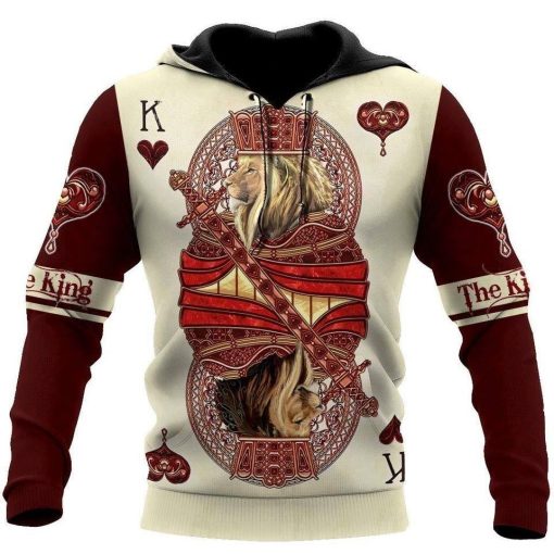 Gearhuman 3D King Hearts Lion Poker Custom Name Tshirt Hoodie Apparel GB31125 3D Apparel