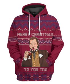 Gearhuman 3D Leonardo Dicaprio Laughing Meme Ugly Sweater Red Custom Hoodie Apparel GC07102 3D Apparel Hoodie S 