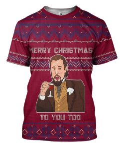 Gearhuman 3D Leonardo Dicaprio Laughing Meme Ugly Sweater Red Custom Tshirt Apparel GC07102 3D T-shirt T-Shirt S 