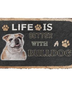 Gearhuman 3D Life Is Better With A Bulldog Custom Doormat GW01033 Doormat Doormat S(15,8''x23,6'')