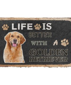 Gearhuman 3D Life Is Better With A Golden Retriever Custom Doormat GW01034 Doormat Doormat S(15,8''x23,6'')