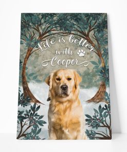 Gearhuman 3D Life Is Better With Golden Retriever Canvas GK290117 Canvas 1 Piece Non Frame M