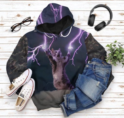 Gearhuman 3D Lightning Cat Custom Hoodie Apparel GW08102 3D Apparel