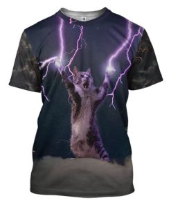 Gearhuman 3D Lightning Cat Custom Tshirt Apparel GW08102 3D T-shirt T-Shirt S 