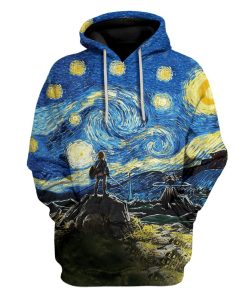 Gearhuman 3D Link Starry Night Custom Hoodies Apparel GT12024 3D Custom Fleece Hoodies Hoodie S 