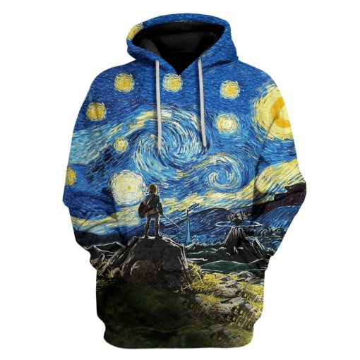 Gearhuman 3D Link Starry Night Custom Hoodies Apparel GT12024 3D Custom Fleece Hoodies Hoodie S
