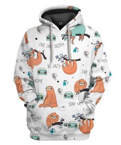 Gearhuman 3D Live Like Sloth Stay Home Be Lazy Custom Fleece Hoodie Apparel GW14046 3D Custom Fleece Hoodies Hoodie S 