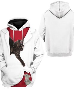 Gearhuman 3D Love Black Cat Custom Tshirt Hoodie Apparel GK291214 3D Apparel 